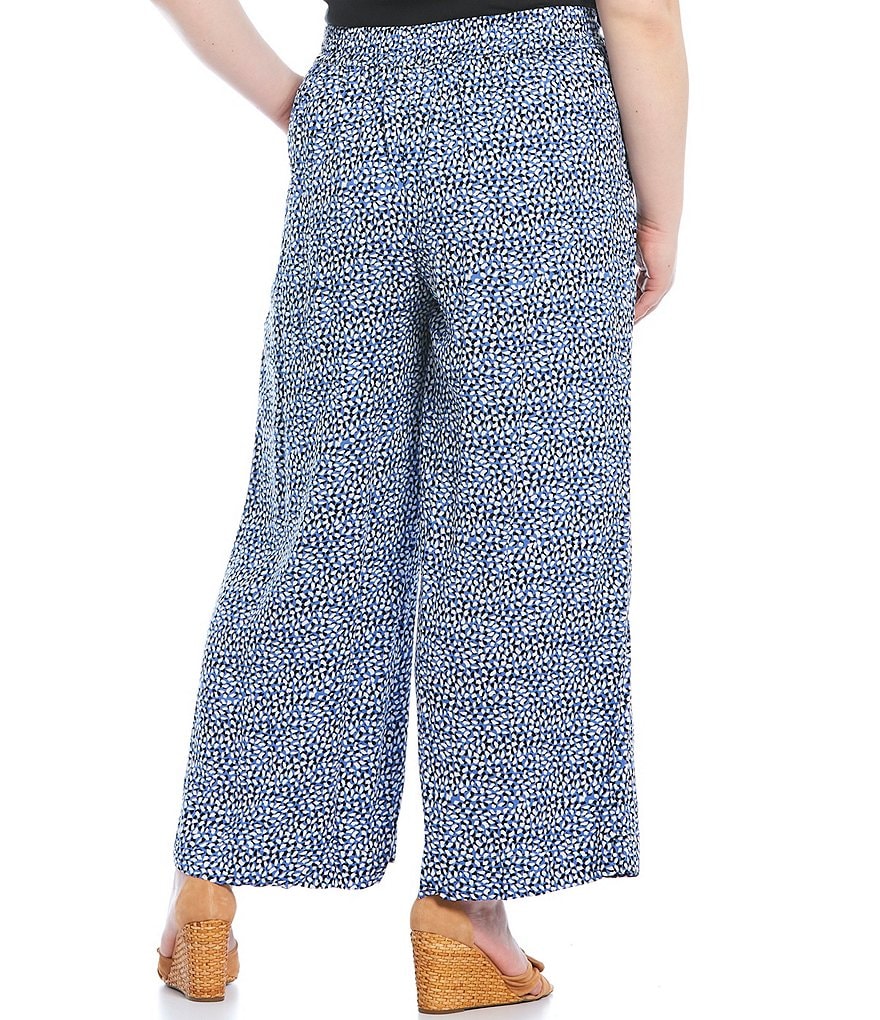 Jessica Simpson Plus Size Julie Paint Dubs Print Pull-On Wide Leg Pants