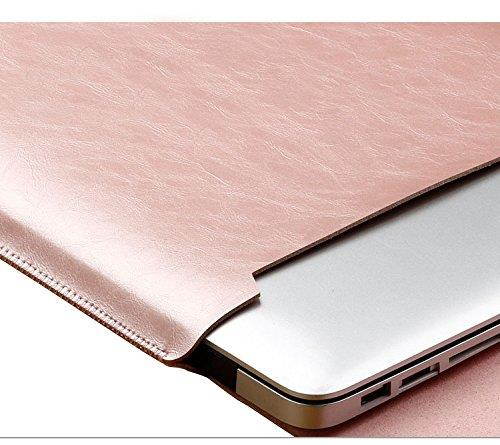 LAPOND Waterproof Real Leather Sleeve Case For 11.6 Inches MacBook Air,Laptop Case Bag with Mouse Pad (Rose gold)