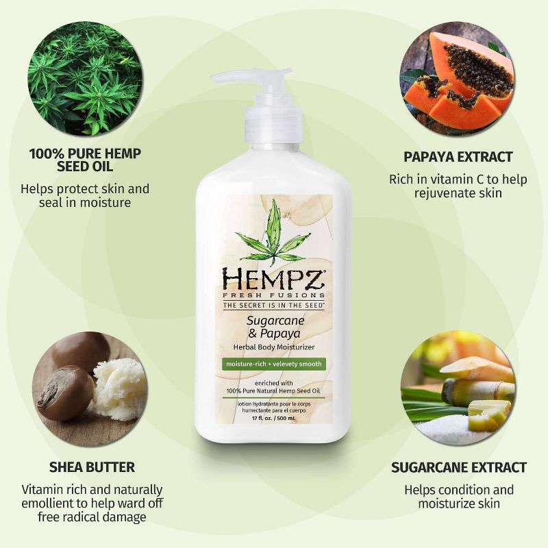 Hempz Sugarcane Sugarcane and Papaya Herbal Body Moisturizer - 17 fl oz