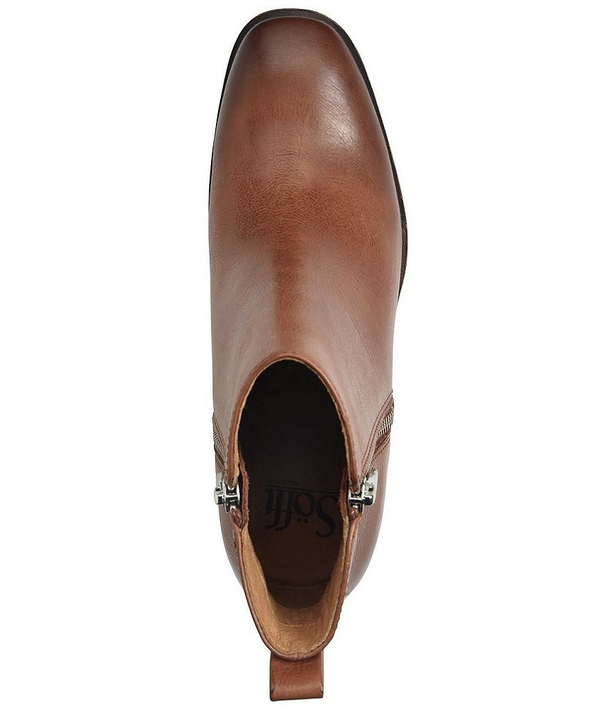 Sofft Canelli Leather Double Zipper Block Heel Booties