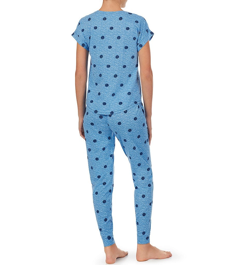 Jane & Bleecker New York Cozy Dot Print Jersey Knit Jogger Coordinating Pajama Set