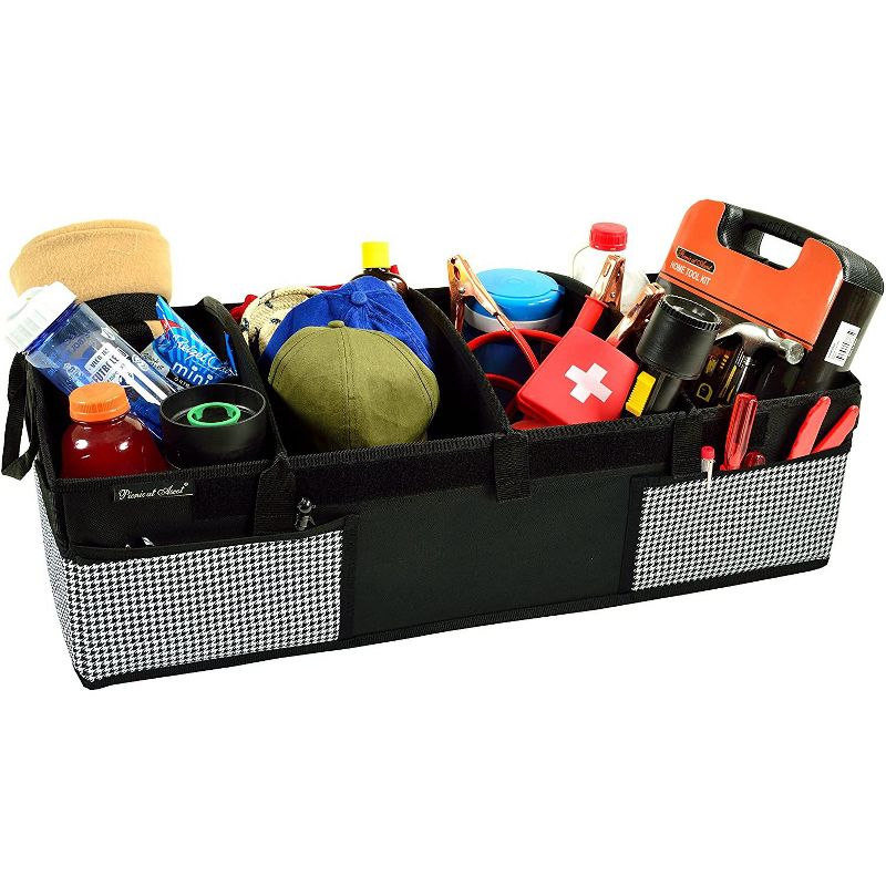Picnic at Ascot - Ultimate Heavy Duty Trunk Organizer - No Slide Rigid Base - 70 LB Capacity - 30" wide x 14.75" deep x 9" high - Houndstooth