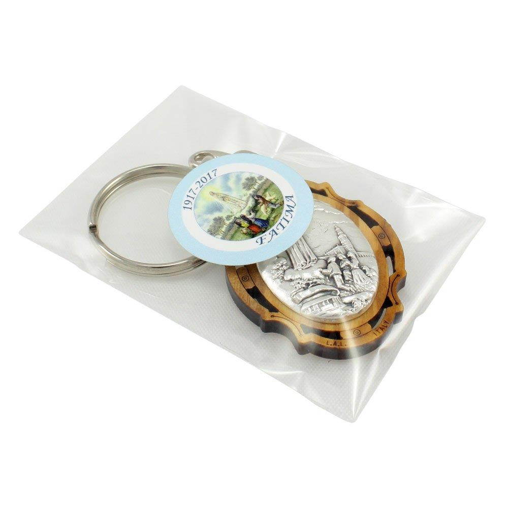 Lady of Fatima Keychain Olive Wood