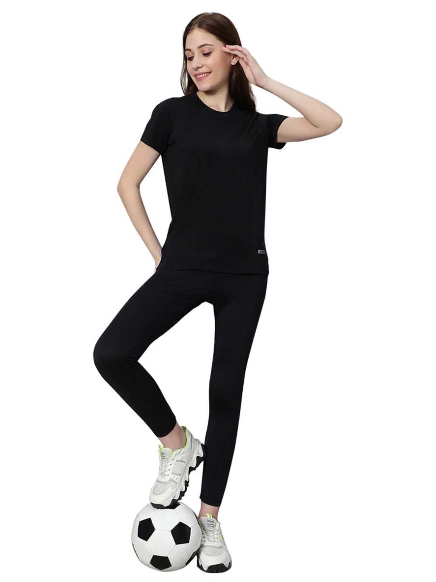 Omtex Black Regular Fit Sports T-Shirt