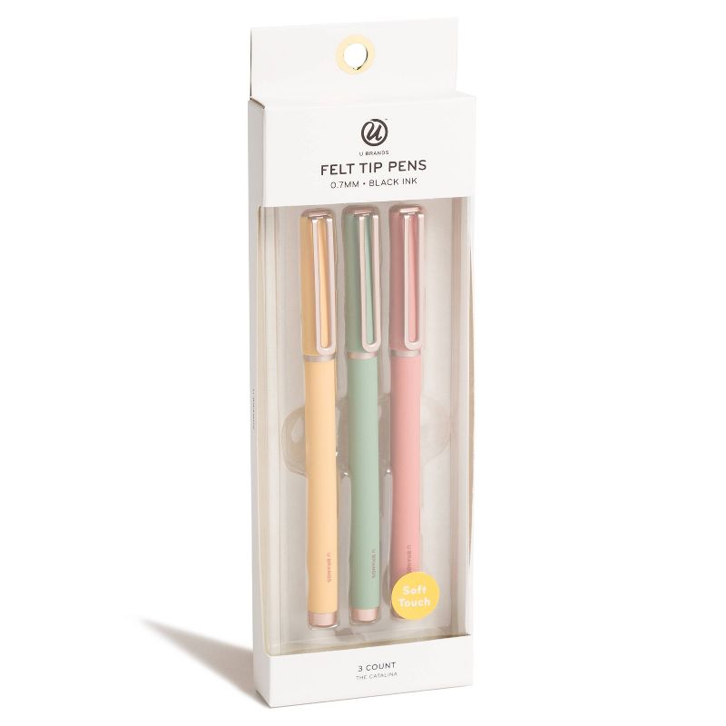 3ct Soft Touch Felt Tip Pens Rose Gold Accents - U Brands