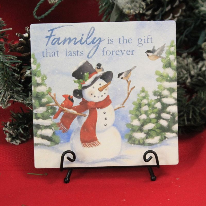 Christmas 6.0" Family Forever Snowman Red Bird Trees Birds Stand  -  Decorative Figurines