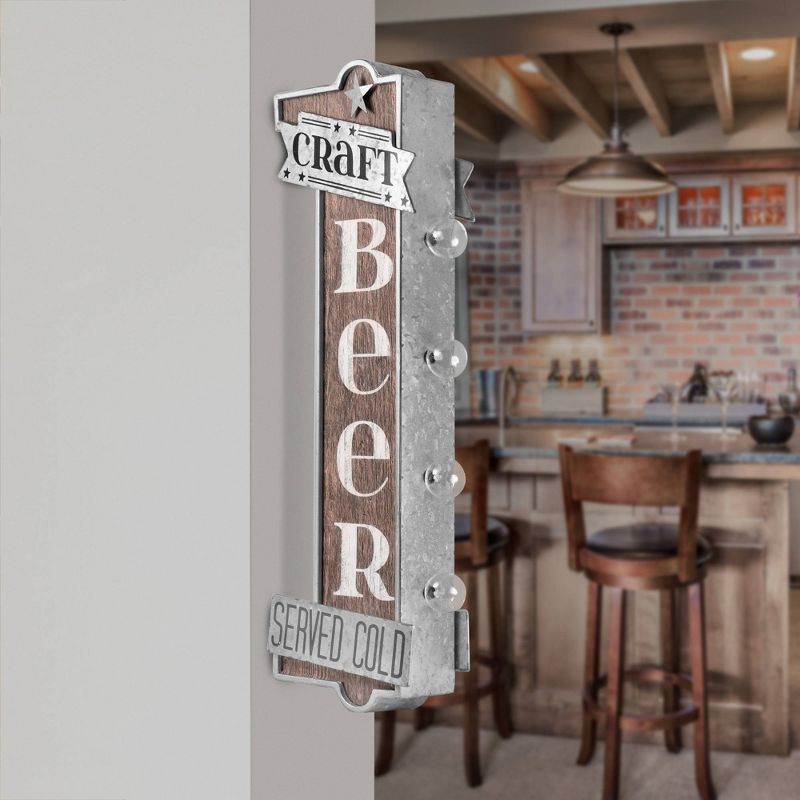 Craft Beer Vintage LED Marquee Sign Wall Decor Brown/Silver - Crystal Art Gallery