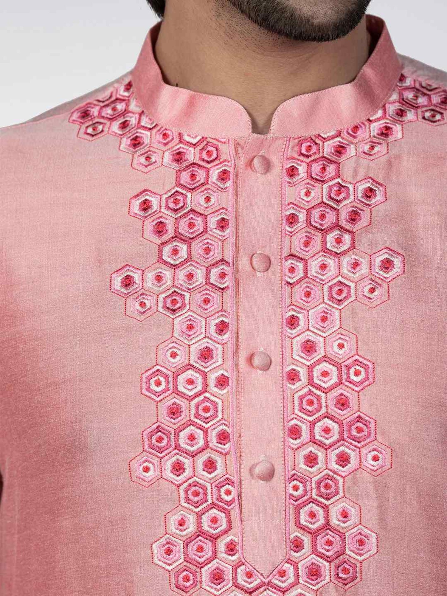 KISAH Pink Regular Fit Embroidered Kurta Bottom Set