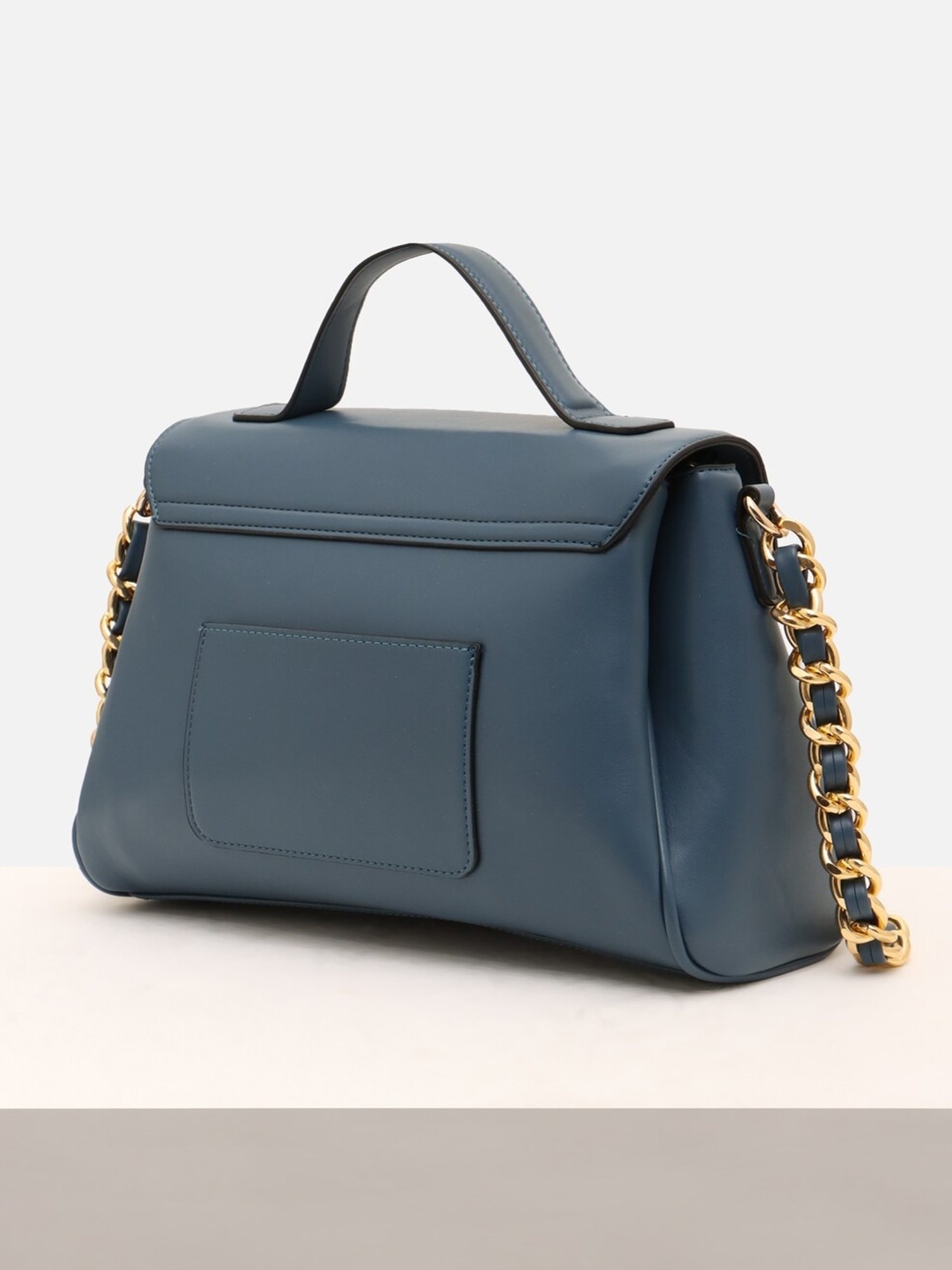 Allen Solly Blue Solid Medium Handbag
