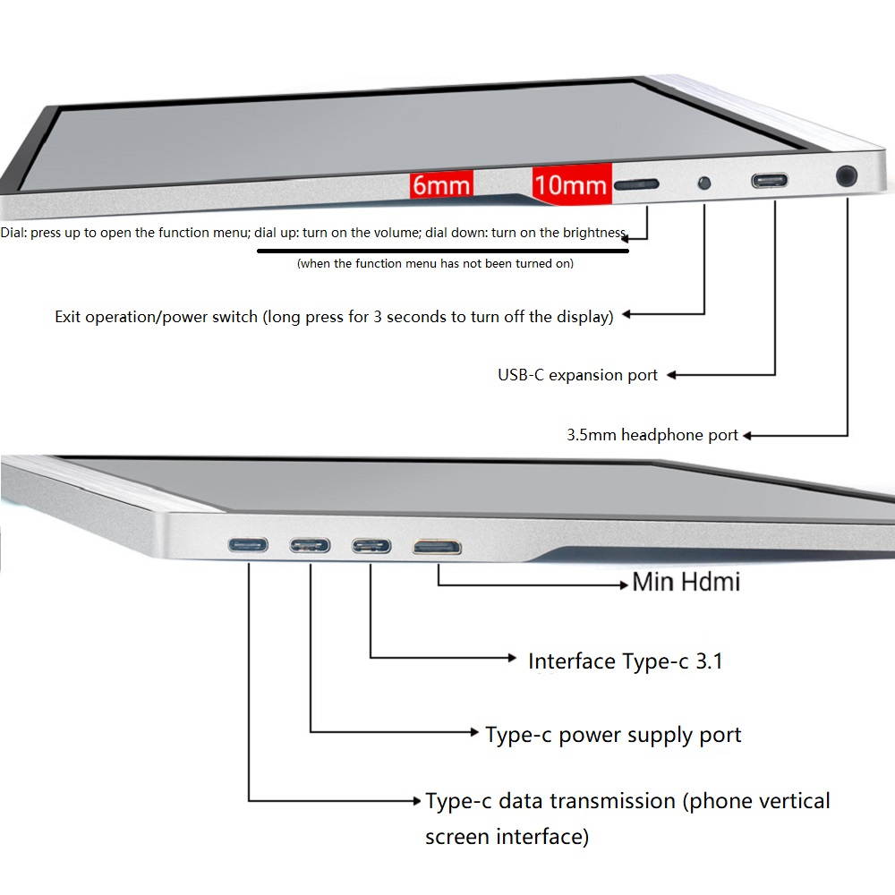 Portable Display HD Eye Protection PS4 Switch xbox Mobile Phone Computer Notebook External Expansion Screen Metal Version 15.6-inch HDR Full Fit + 4K Touch + Leather Case