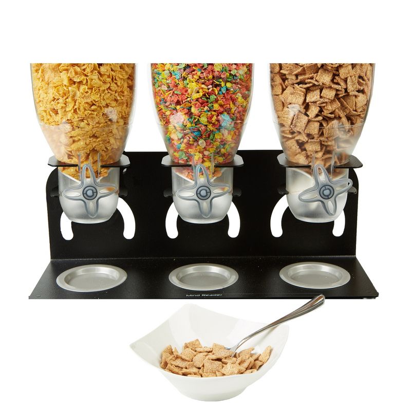 Mind Reader Heavy Duty Metal Cereal Triple Dispenser, Black