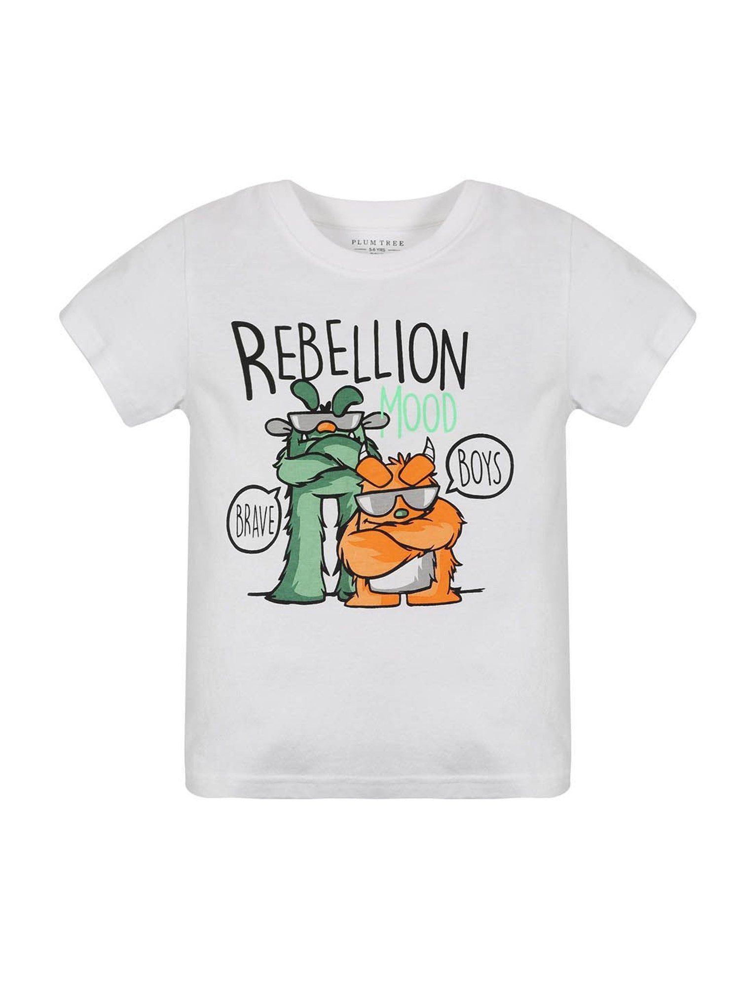 Plum Tree Boys White & Red Printed T-Shirt (Pack Of 2)