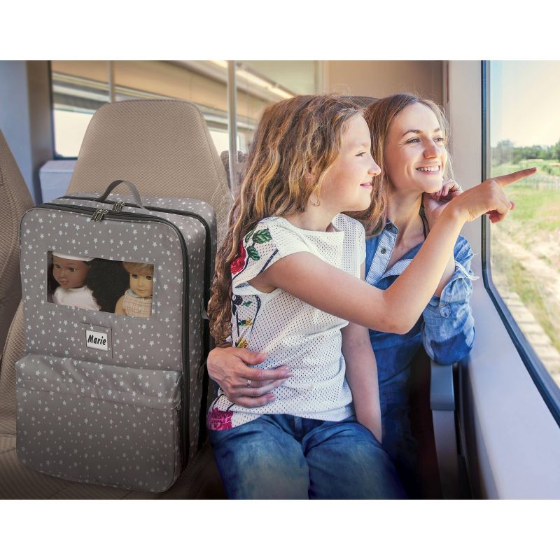 Pack Pretty Double Doll Carrier with 2 Sleeping Bags for 18" Dolls - Gray/Stars