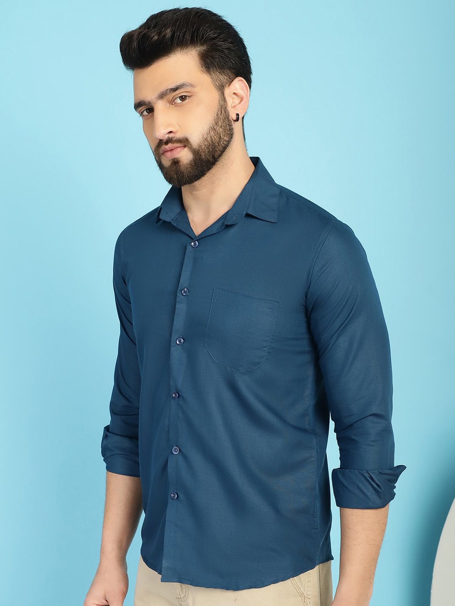 Indian Needle Teal Regular Fit Shirt
