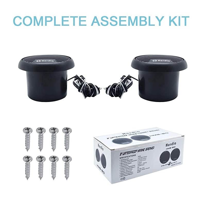 3 Inch Waterproof Marine Speakers 2 Way Full Range Audio Stereo System Motorcycle Speaker with MAX Power 140 W Pair for MotorcycleBoatUTVATVGolf CartsPowersportsCARSPAHottubBlack