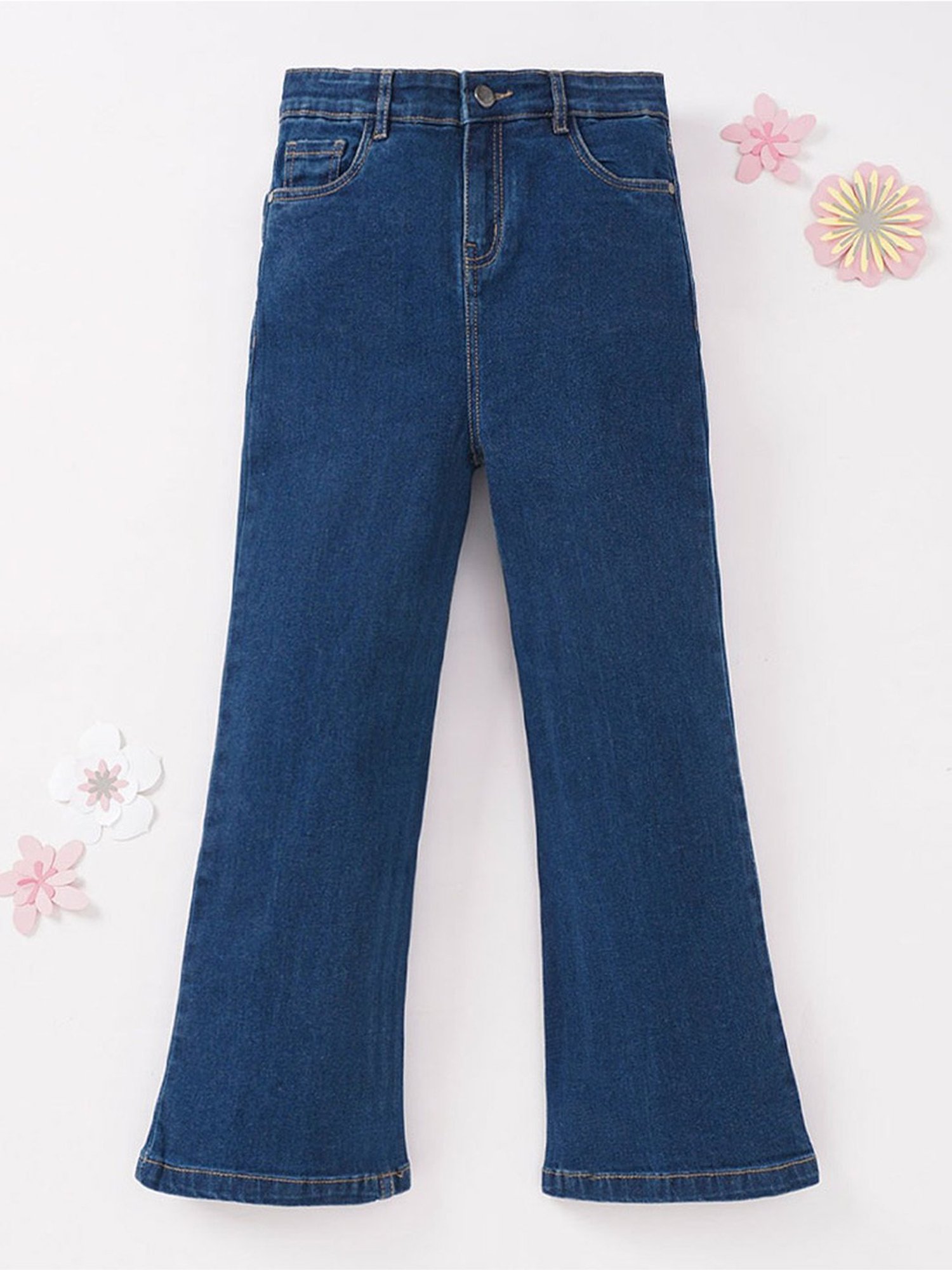 Edheads Girls Blue Cotton Wide Fit Jeans