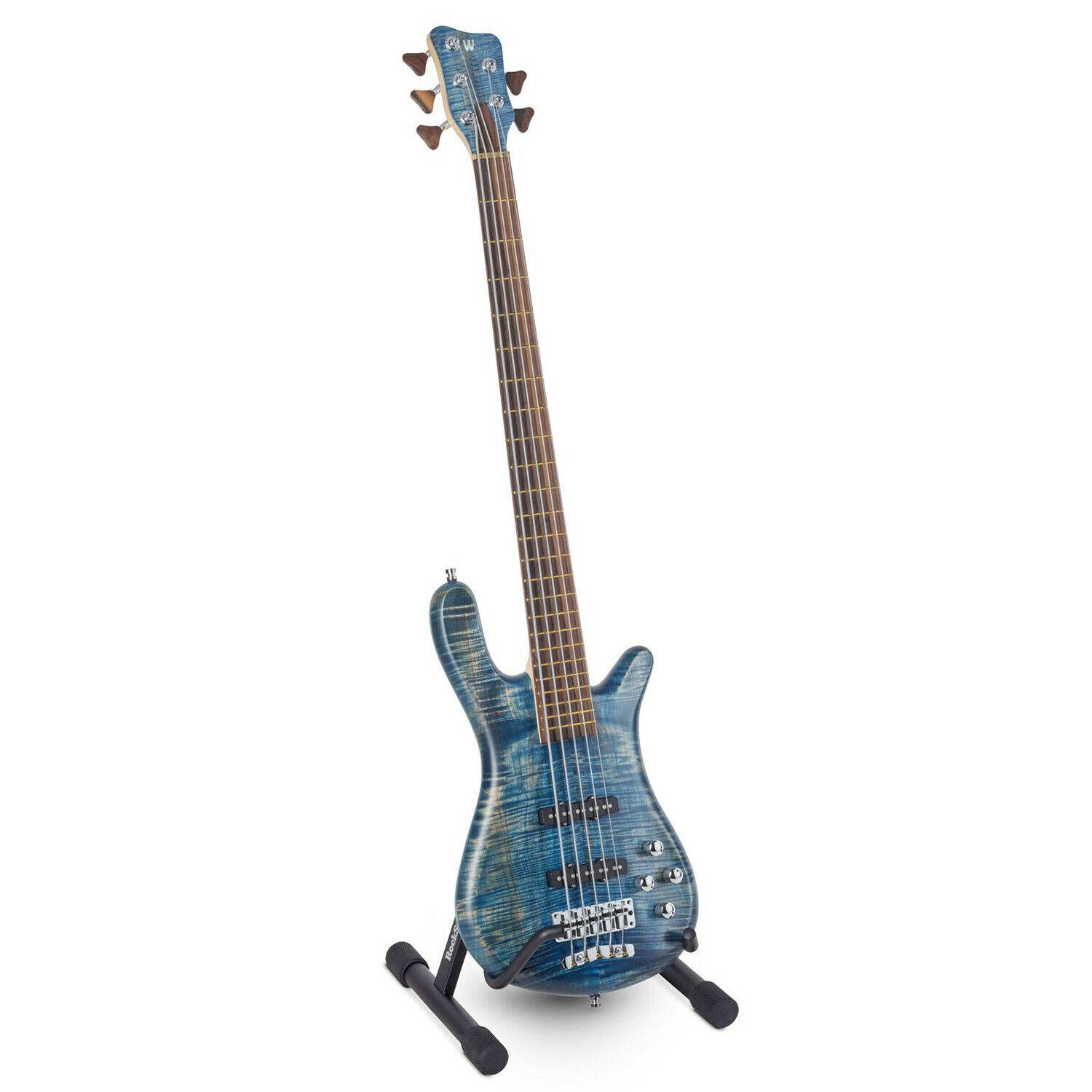 RockStand RS 20810 B Locking A-Frame Electric Guitar / Bass Stand, Black Metal