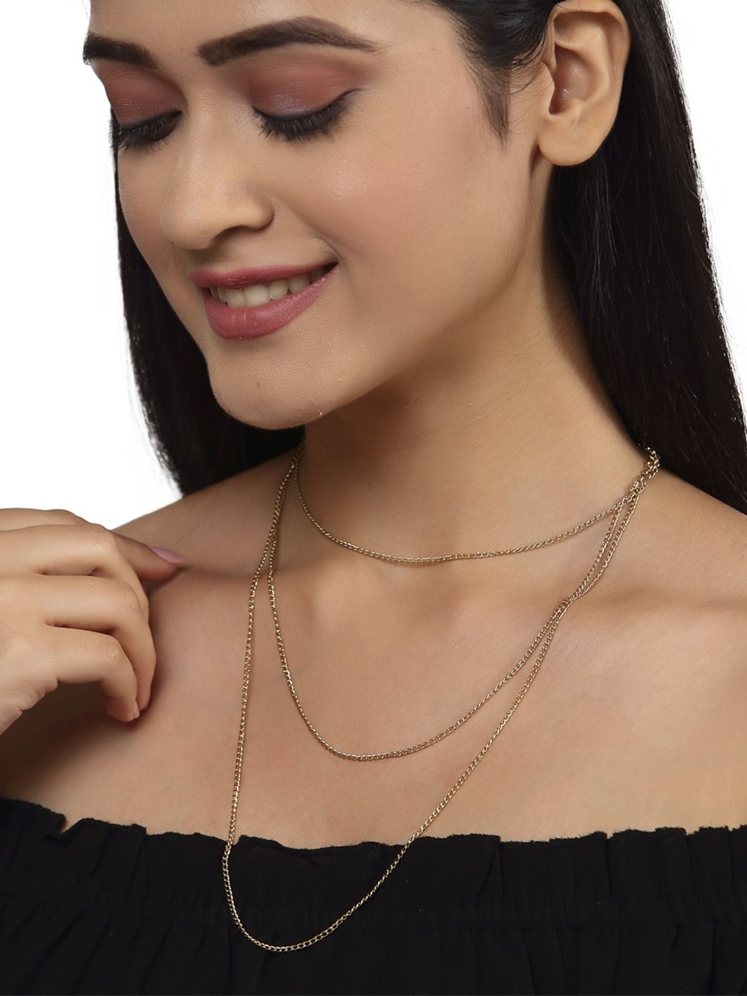 Karatcart Golden Multilayered Chain Women