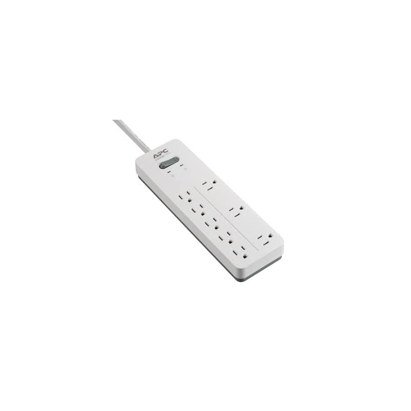 Surge Protector White Power Strip PH8W 2160 Joules Flat Plug 8 Outlet Power Strip