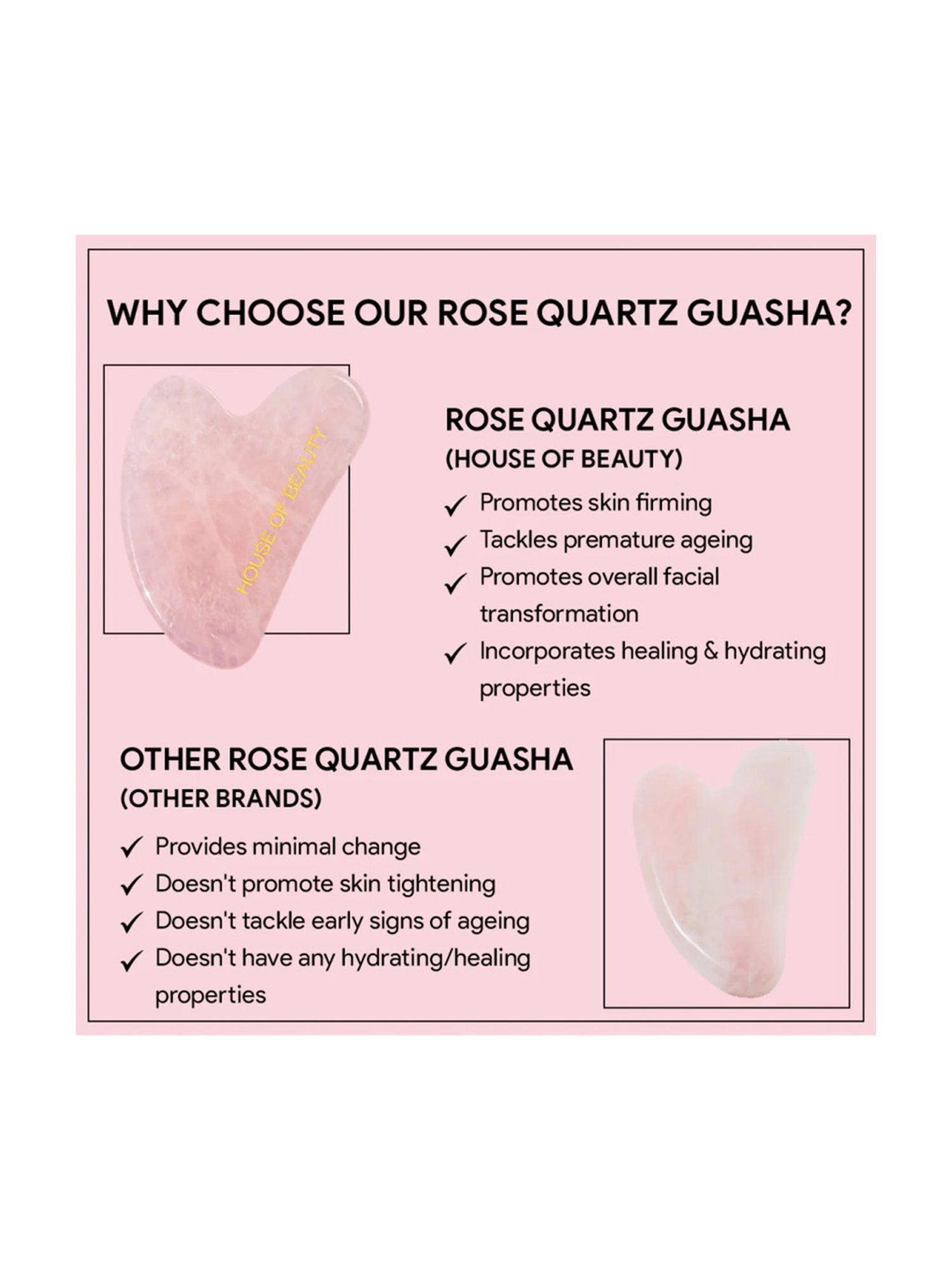 House of Beauty Rose Quartz Guasha Kit