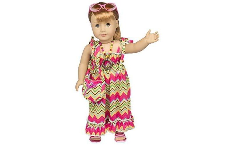 Dress Along Dolly Vacation Beach Maxi Dress Outfit for American Girl Doll