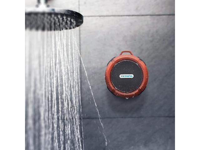 Shower Speaker, Wireless Waterproof Speaker with 5W Driver, Suction Cup, Built-in Mic, Hands-Free Speakerphone---Orange