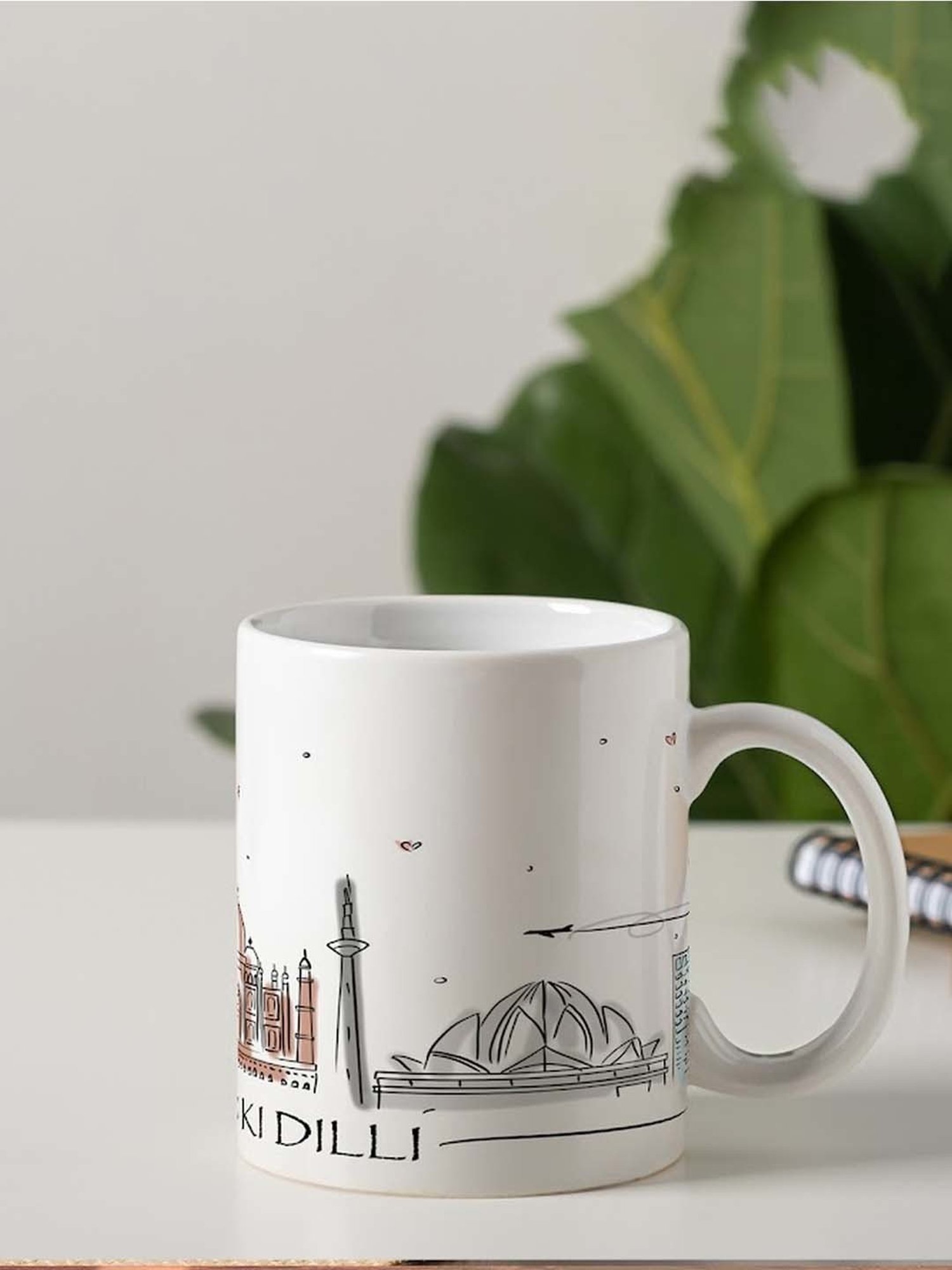 Nestroots White Stoneware Heartfelt Delhi Coffee Mug (0.325 L)