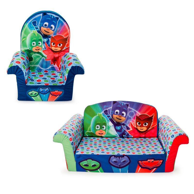 Marshmallow Furniture Comfy Foam Toddler 2-in-1 Couch & Chair Kids Furniture Package for Ages 2 Years Old and Up, PJ Masks