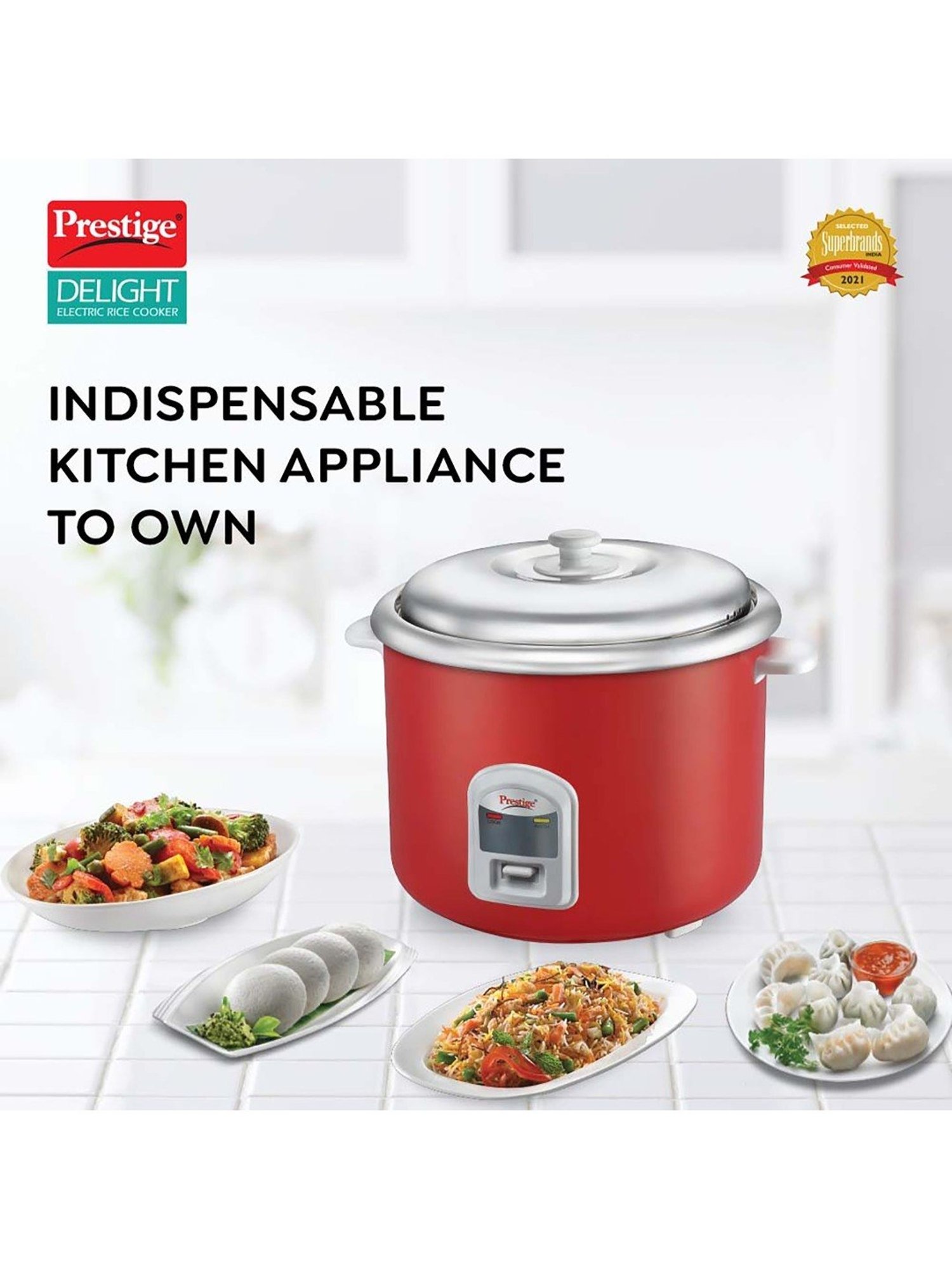 Pigeon Rice Cooker 700W, 1.8L with Single pot & Measuring Cup (Red)