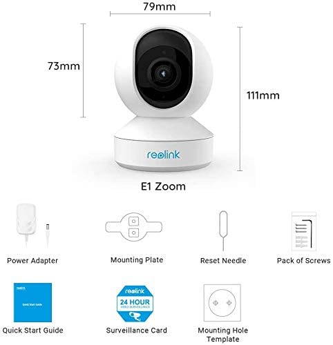 Indoor Security Camera, Reolink 5MP Super HD Plug-in WiFi Camera with Pan Tilt Zoom/ Motion Alerts, Ideal for Baby Monitor/ Pet Camera/Home Security, Dual Band WiFi, Multiple Storage Options, E1 Zoom