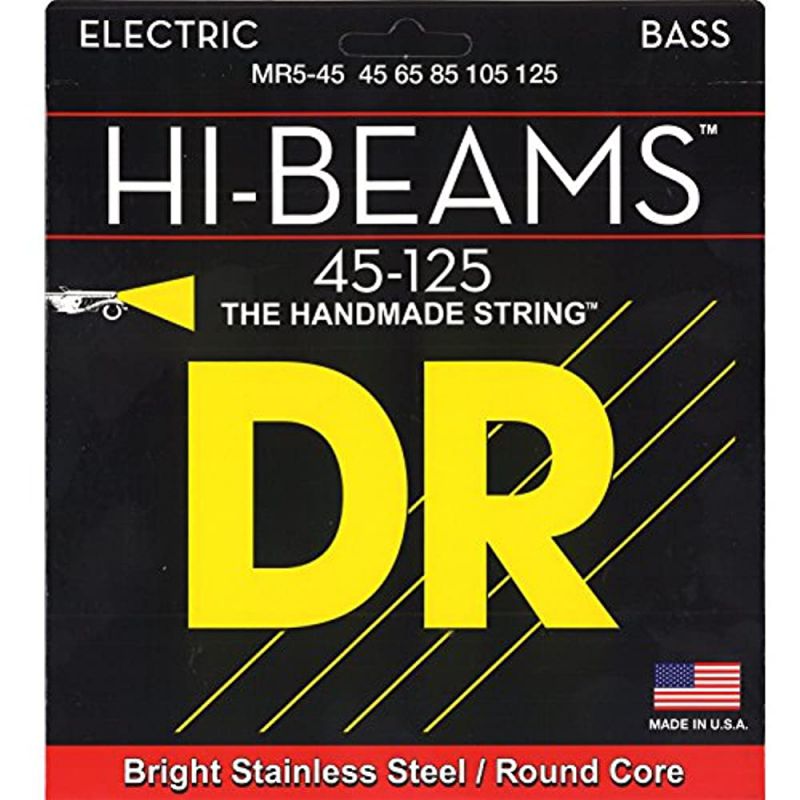 DR Hi-Beam Stainless Steel - Medium - 5-String - Bass Guitar Strings