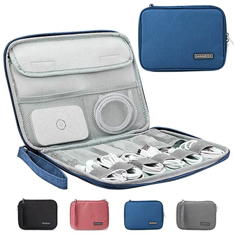 Electronics Organizer Travel Cable Bag  Electronics Accessories Case Cord Storage Bag for GadgetChargerUSBPhoneMini Tablet and More Blue