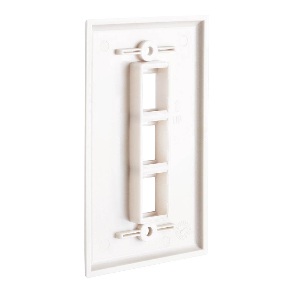 CMPLE &ndash; Keystone Wall Plate Single-Gang Wall Plate with Standard Size 3-Port Keystone Jack Insert - White