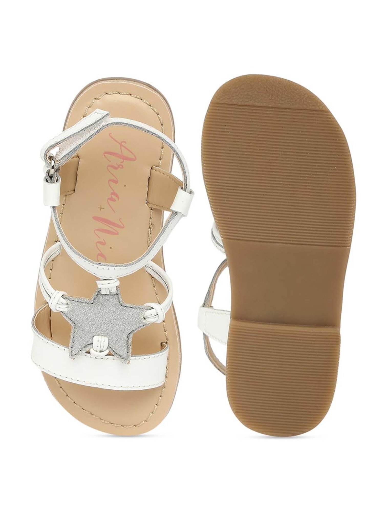 Aria Nica Kids Sparkle White & Beige Casual Sandals