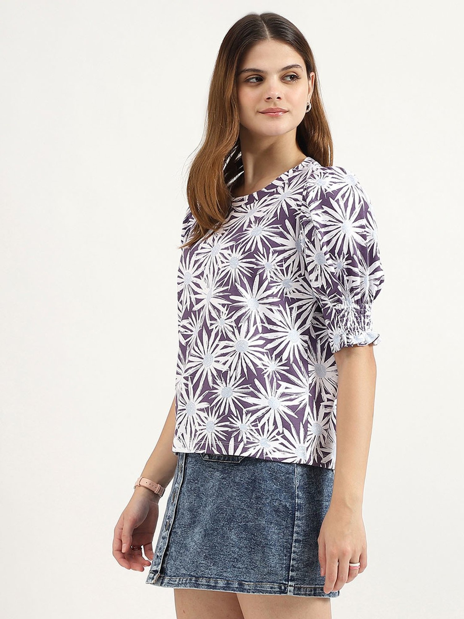 United Colors of Benetton Purple Printed T-Shirt