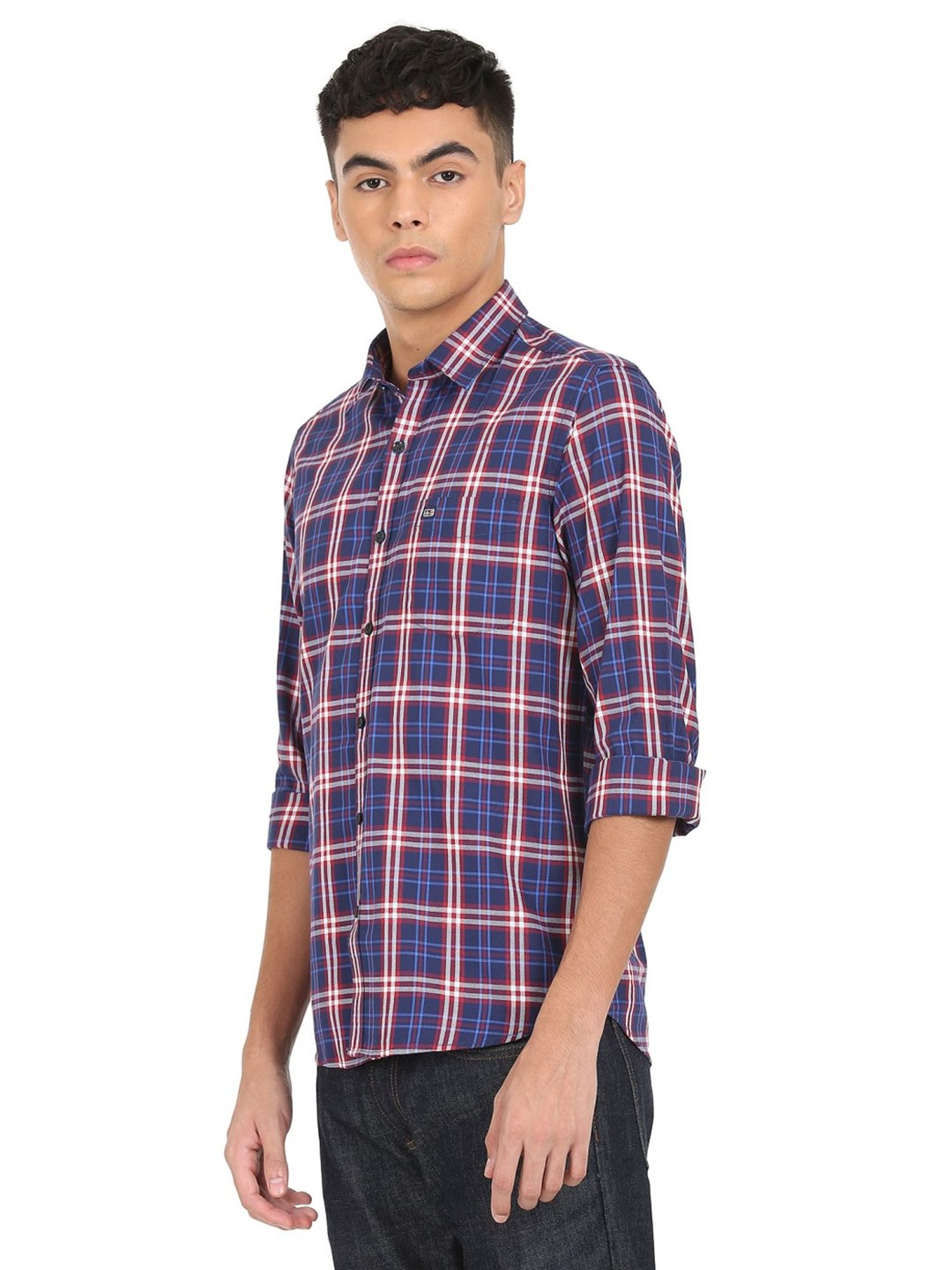 Arrow Blue Cotton Regular Fit Checks Shirt