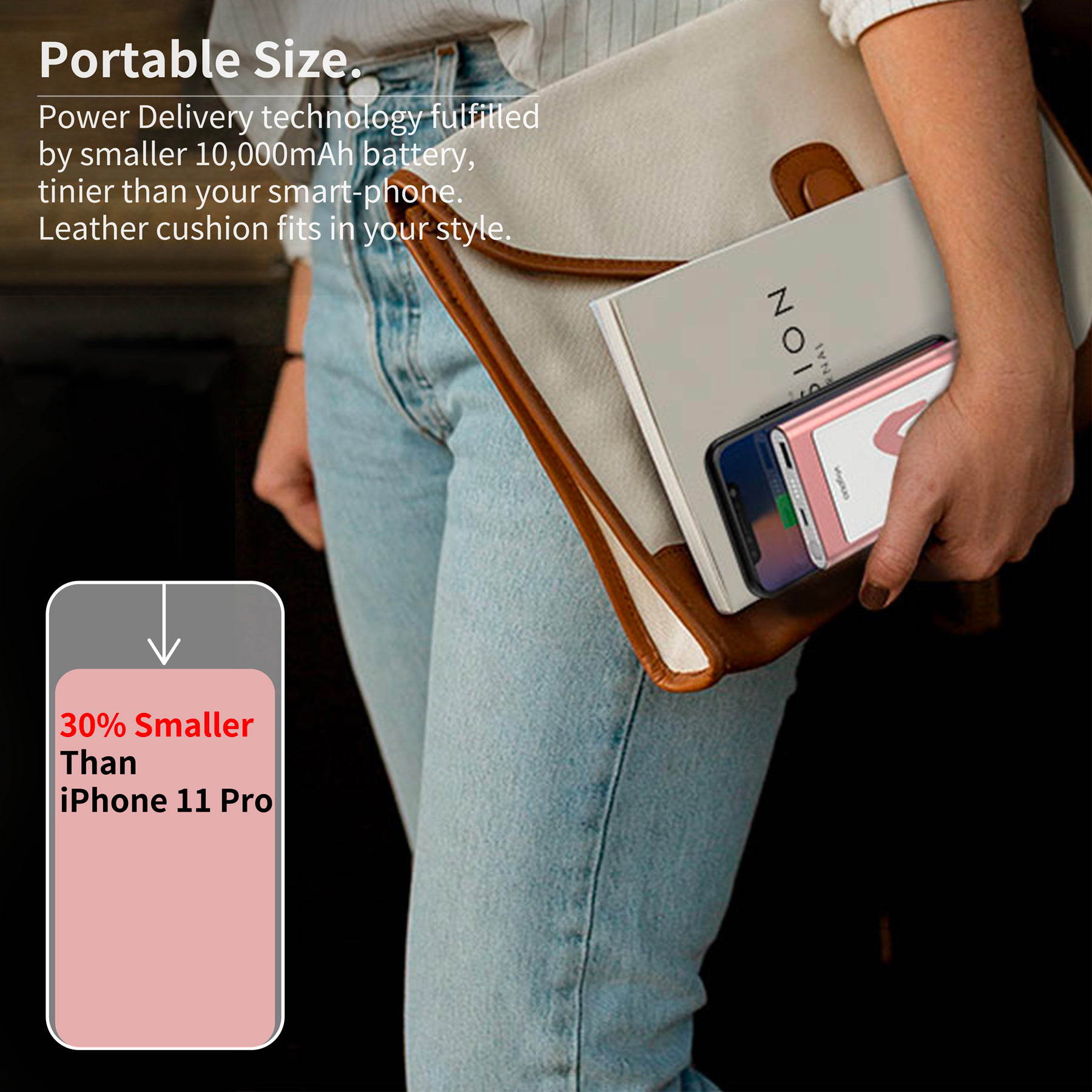 VogDUO Deluxe Charger Kit, 10000mAh Power Delivery Power Bank, 57W PD Car Charger, USB-C to USB-C cables, Premium zipper case, compatible with iPhone series, Samsung Galaxy, iPad, MacbBook, Rose Gold