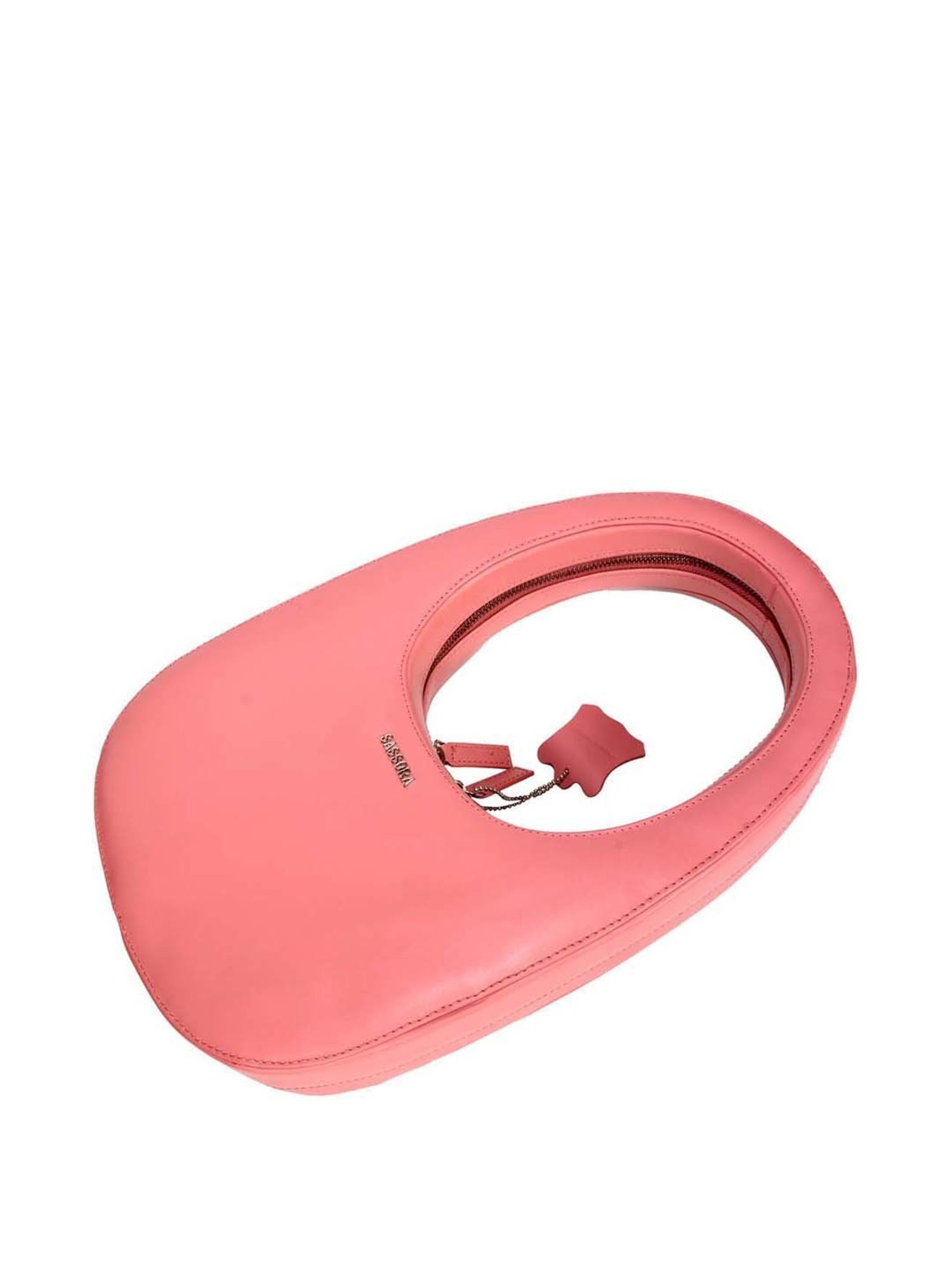 SASSORA Pink Solid Medium Hobo Handbag