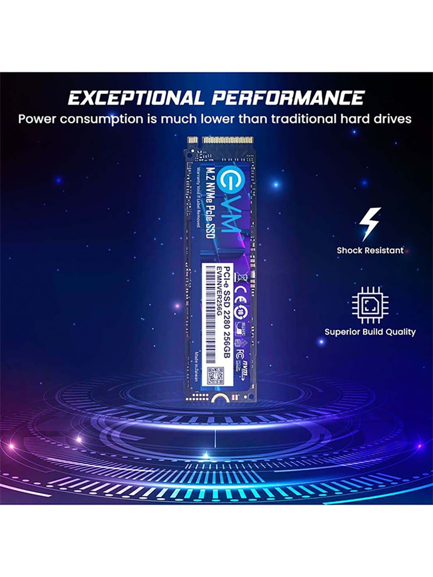 EVM EVMNV 256GB M.2 PCIe NVMe Internal SSD (Black)