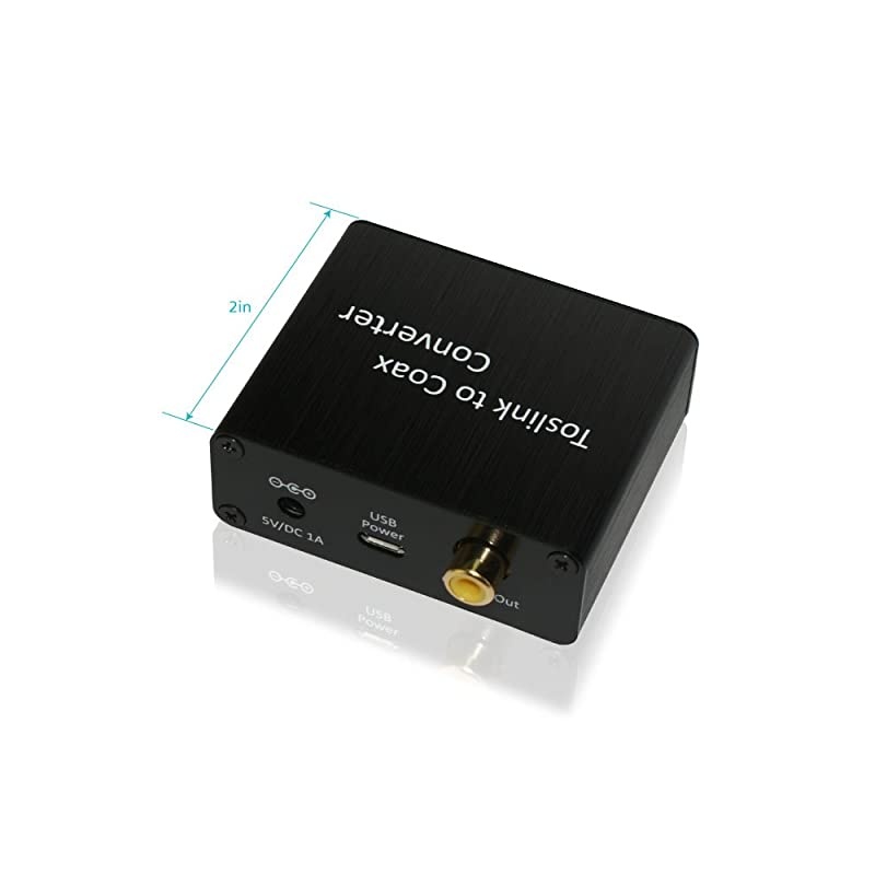 Toslink Optical to Coax Coaxial Digital Audio Converter Support Dolby Digital DTS 51 Sampling Rates 441 Khz 48Khz 96 Khz 192Khz Black 65040