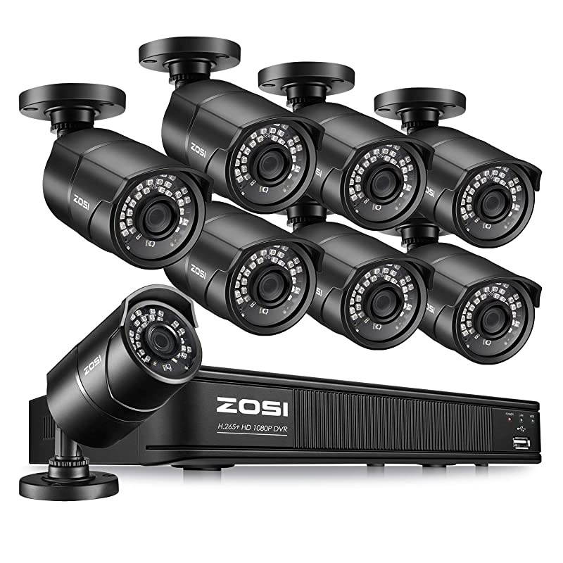 1080p H.265+ PoE Security Camera System, 8CH 5MP PoE NVR Recorder and 8 x 1080p Surveillance Bullet IP Cameras Outdoor Indoor with 120ft Long Night Vision (No Hard Drive Included), Remote Access