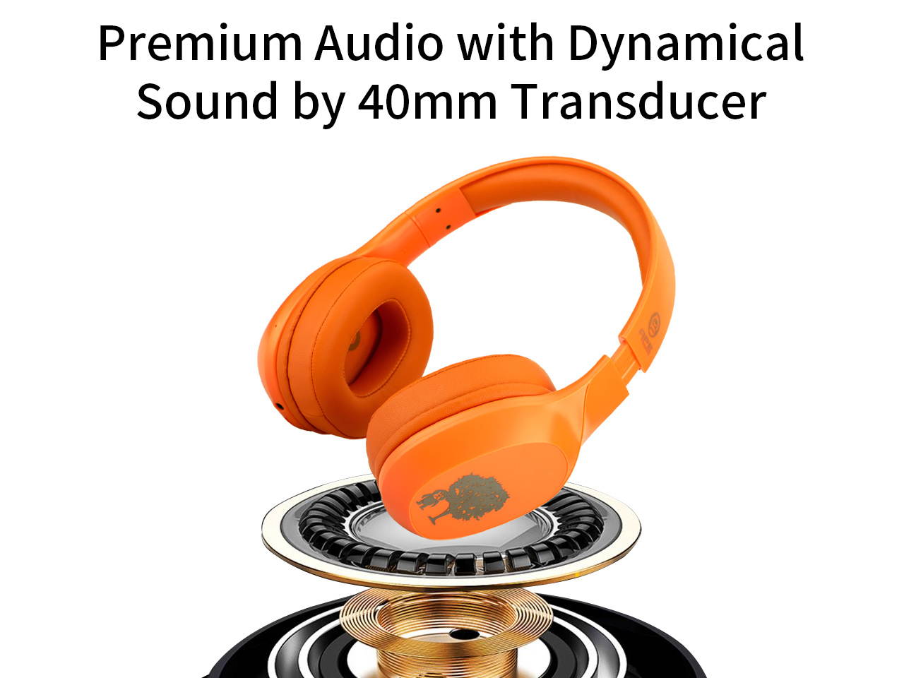 ApeSonic Tangerine : Bluetooth 5.0 Wireless Headphones, Classic tuning & Premium audio, Hi-Fi & Hi-Res Life style, over ear design, Lightweight & Comfortable to wear