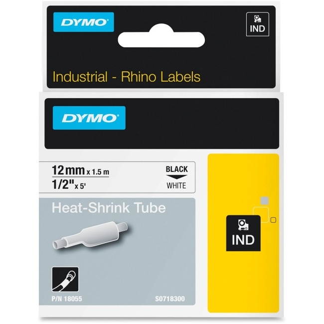 Dymo Industrial Rhino Heat Shrink Tubes, 1/2 In., White