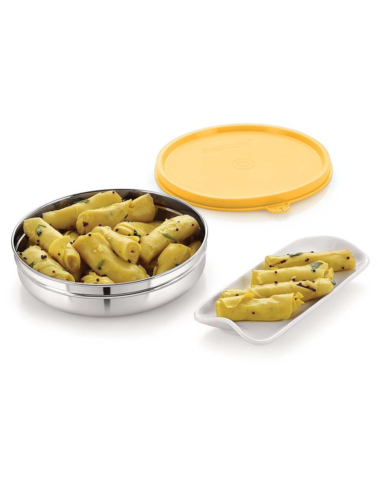 Aristo Silver Stainless Steel Storage Containers with Base Stand - Set of 7