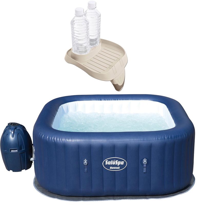 6-Person Portable Inflatable Spa Hot Tub Bundled w/ Attachable Cup Holder