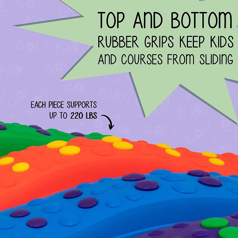 Sunny & Fun 20pc Balance Beam Gymnastics Obstacle Course for Kids | Interlocking Stepping Boards w/Rubber Grip & Non Slip Surface | Indoor & Outdoor Toy Improves Coordination & Strength | Max 220 Lbs.