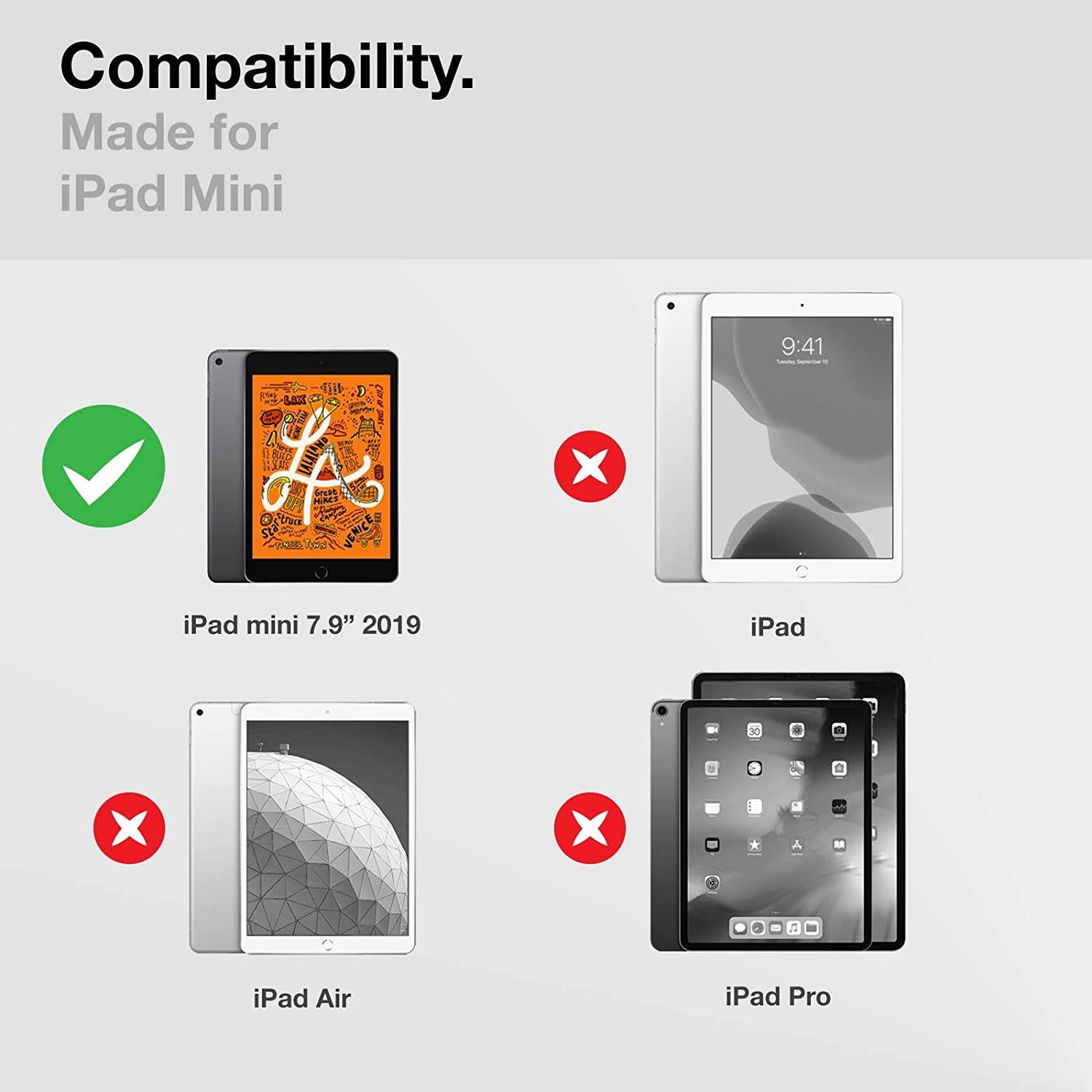 Encased iPad Mini 5 Case with Kickstand Cover (2019) Ultra Protective Clear Back Stand Case for Apple iPad Mini 7.9 inch - Black