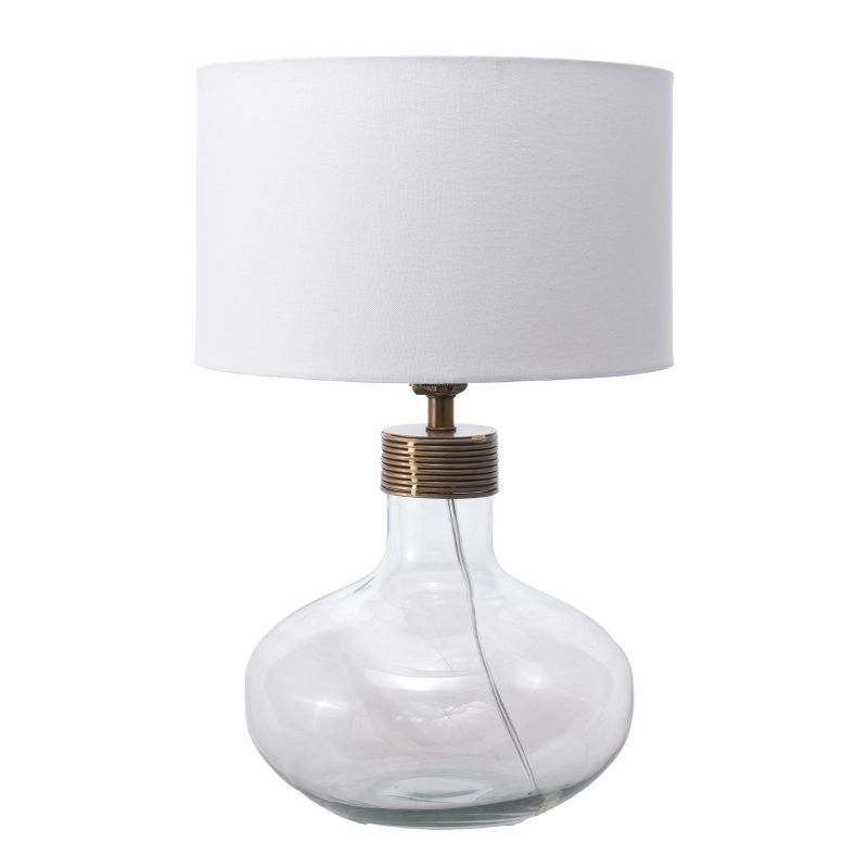 nuLOOM Mason Glass 15" Table Lamp Lighting - Antique Brass 15" H x 11" W x 11" D