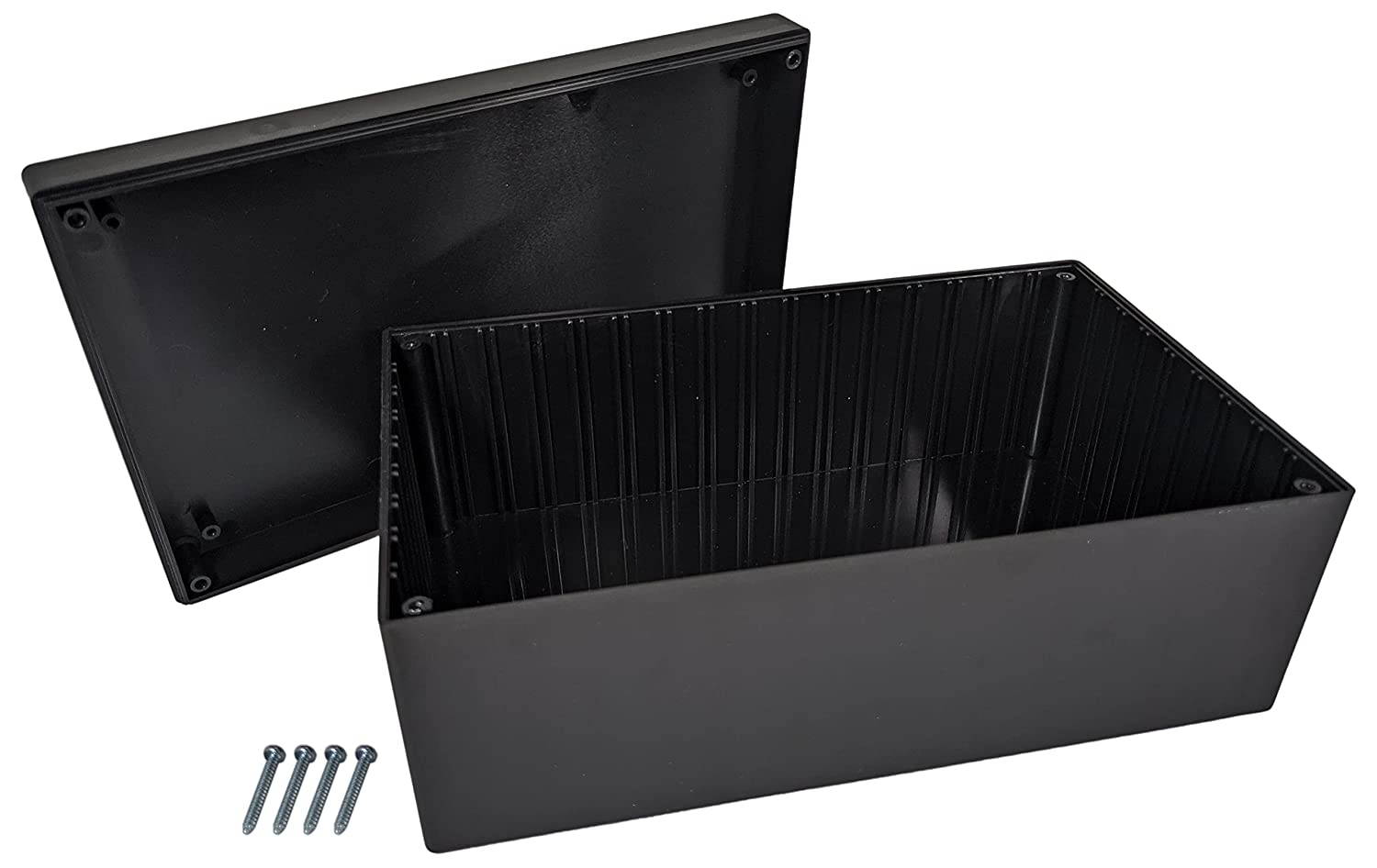 Black ABS Plastic Enclosure Project Box with Lid and Screws, Measures 8.82" x 5.47" x 3.62", RoHS