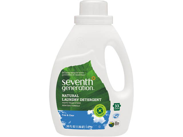 Seventh Generation 22769 Free And Clear Natural 2X Concentrate Laundry Liquid, Unscented, 50 oz. Bottle
